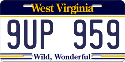 WV license plate 9UP959