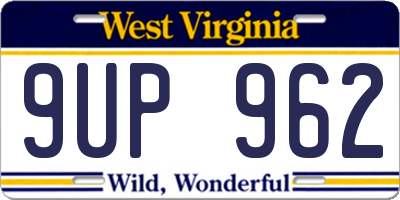 WV license plate 9UP962