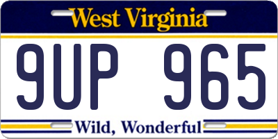 WV license plate 9UP965