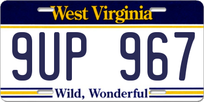 WV license plate 9UP967
