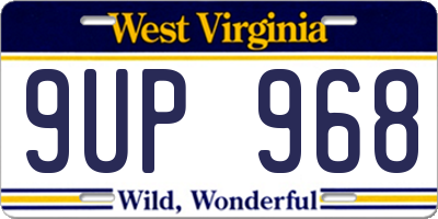 WV license plate 9UP968