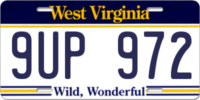 WV license plate 9UP972