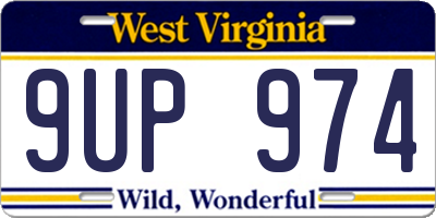 WV license plate 9UP974