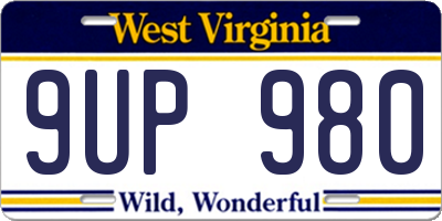 WV license plate 9UP980