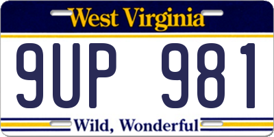WV license plate 9UP981