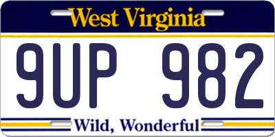 WV license plate 9UP982