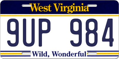 WV license plate 9UP984
