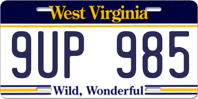 WV license plate 9UP985