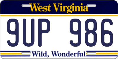 WV license plate 9UP986