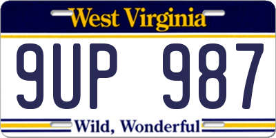 WV license plate 9UP987