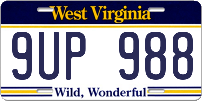 WV license plate 9UP988