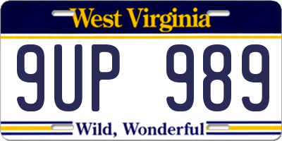 WV license plate 9UP989
