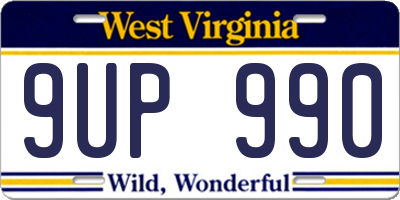 WV license plate 9UP990