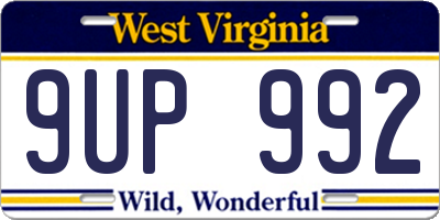 WV license plate 9UP992