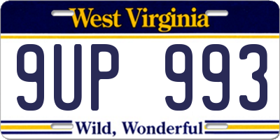 WV license plate 9UP993