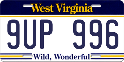 WV license plate 9UP996