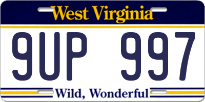 WV license plate 9UP997