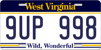 WV license plate 9UP998