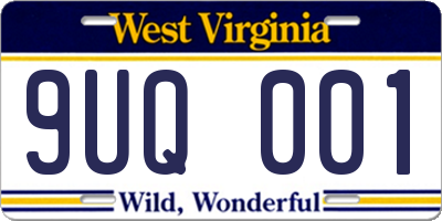 WV license plate 9UQ001