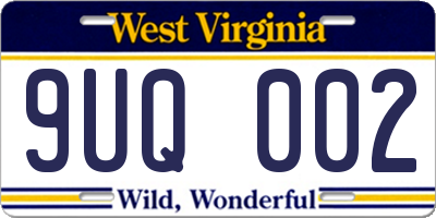 WV license plate 9UQ002