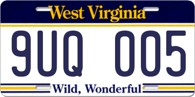 WV license plate 9UQ005