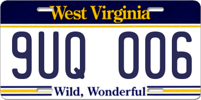 WV license plate 9UQ006