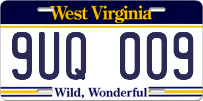 WV license plate 9UQ009
