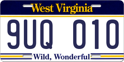 WV license plate 9UQ010