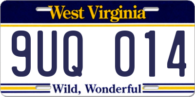 WV license plate 9UQ014