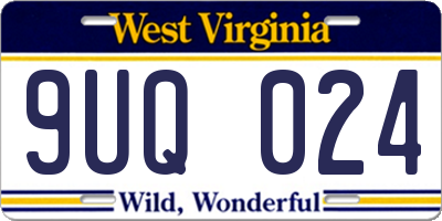 WV license plate 9UQ024