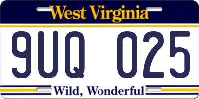 WV license plate 9UQ025