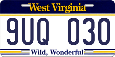 WV license plate 9UQ030