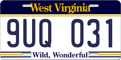 WV license plate 9UQ031