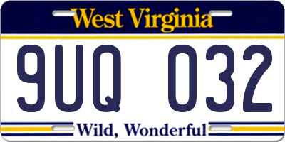 WV license plate 9UQ032