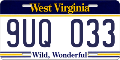 WV license plate 9UQ033
