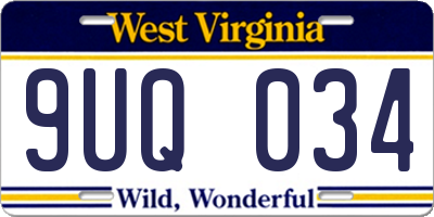 WV license plate 9UQ034