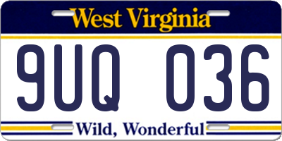 WV license plate 9UQ036