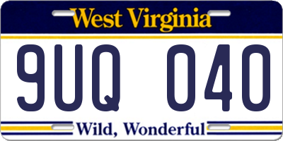 WV license plate 9UQ040