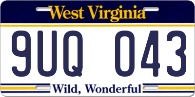 WV license plate 9UQ043