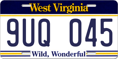 WV license plate 9UQ045