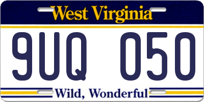 WV license plate 9UQ050