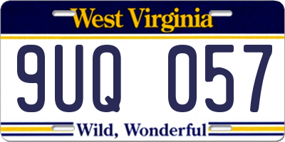 WV license plate 9UQ057