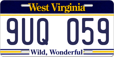 WV license plate 9UQ059