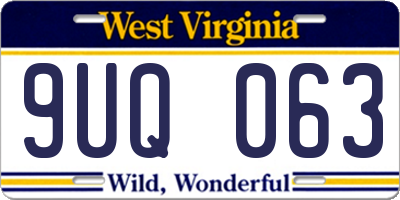 WV license plate 9UQ063