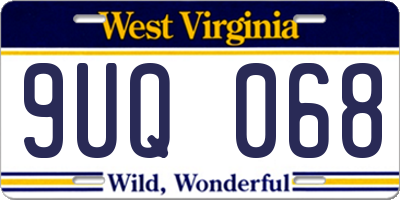 WV license plate 9UQ068