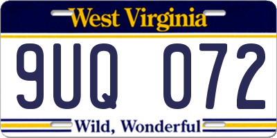 WV license plate 9UQ072