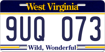 WV license plate 9UQ073