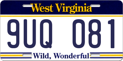 WV license plate 9UQ081