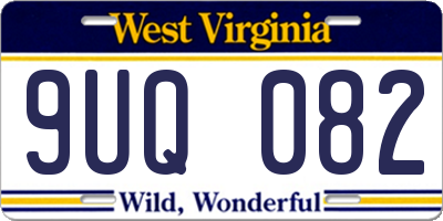 WV license plate 9UQ082