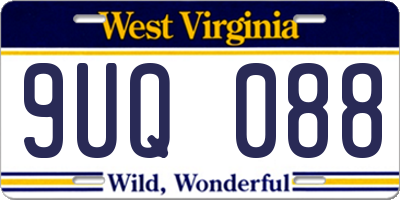 WV license plate 9UQ088